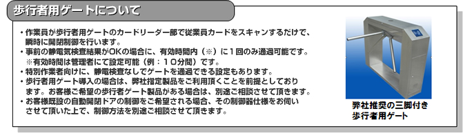 歩行者用ゲート／自動開閉ドアについて