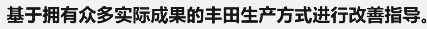 基于拥有众多实际成果的丰田生产方式进行改善指导。